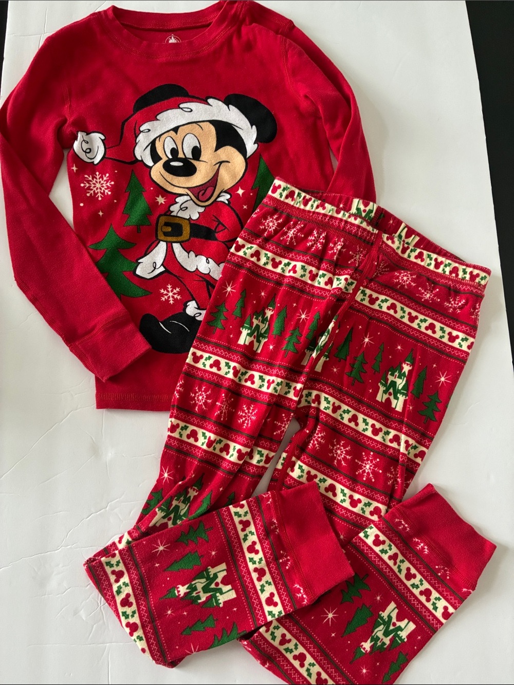 Disney Red Mickey Mouse Christmas Pajama Set- Size 6